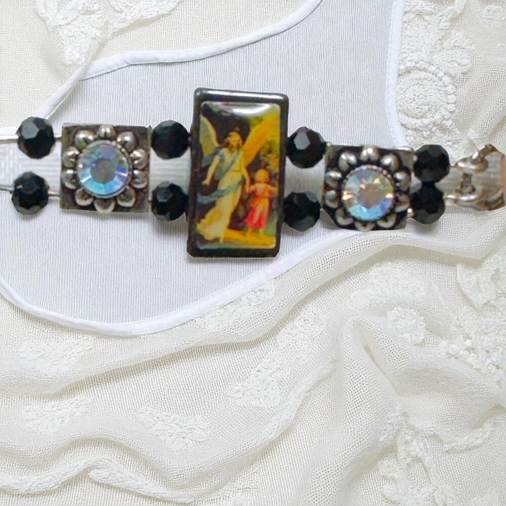 Handcrafted St Teresa Glass Shadow Box Pendant & Artisan Metalwork & Necklace - Picture 8 of 15